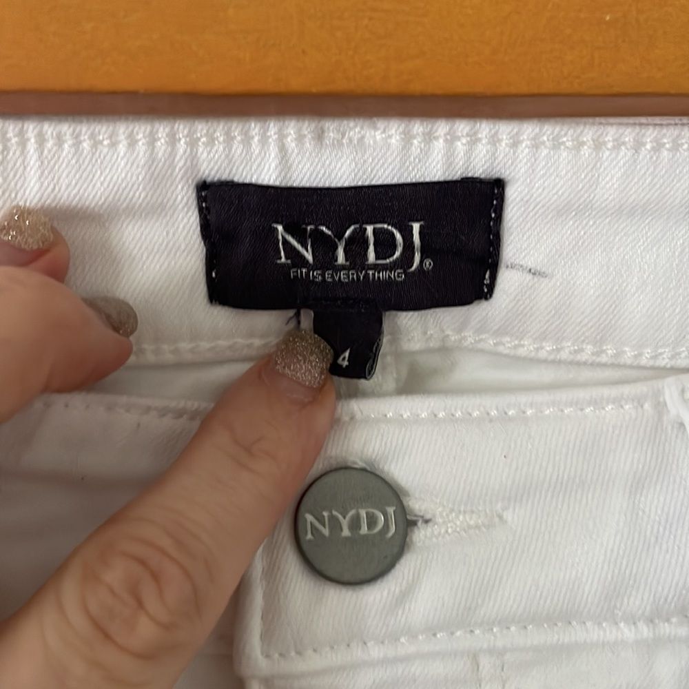 NEW NYDJ Sheri side slit slim ankle jeans in optic white 4 nwot - Picture 6 of 11